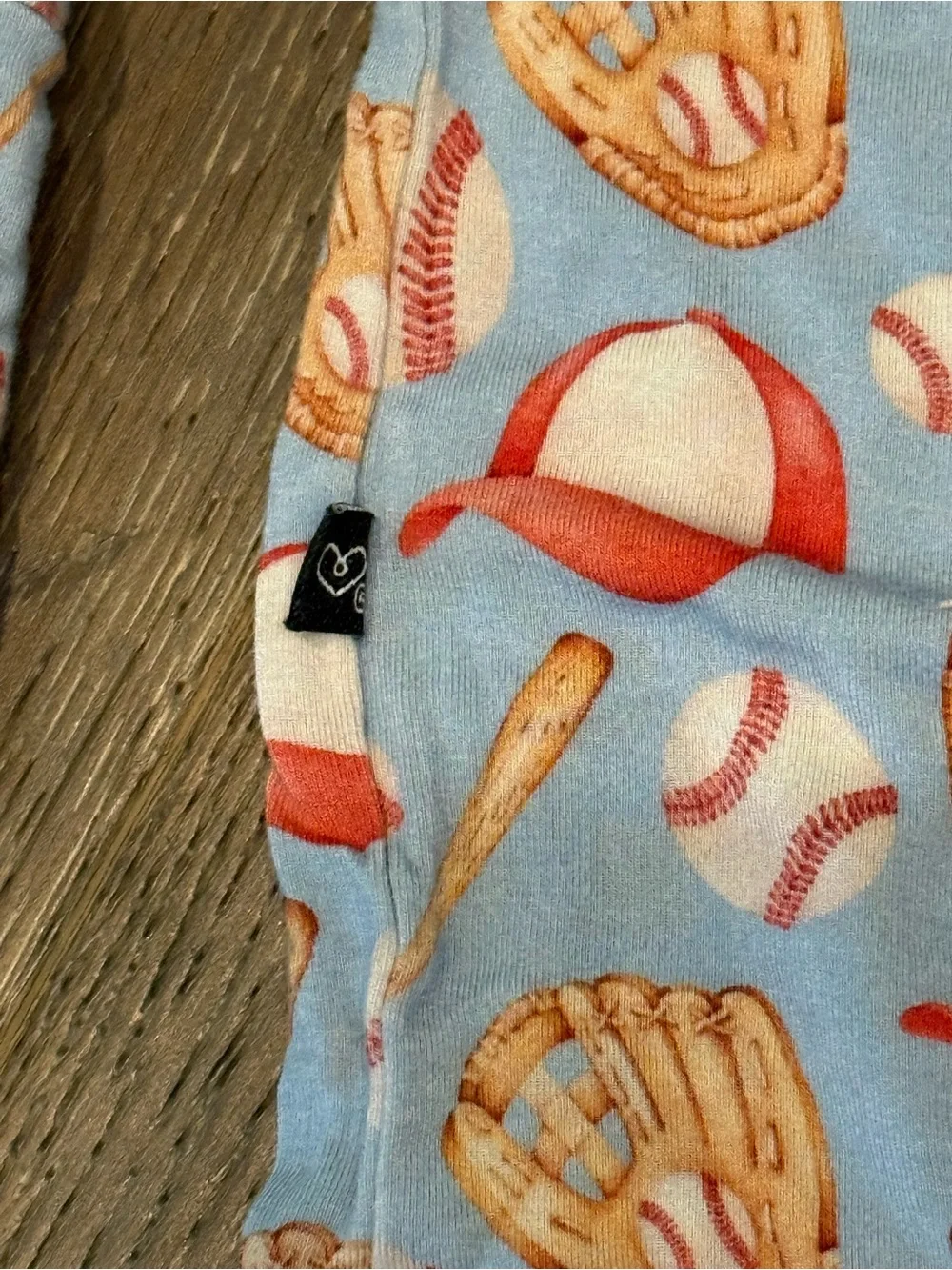 Children's Blue Baseball Print Bamboo Pajama Set